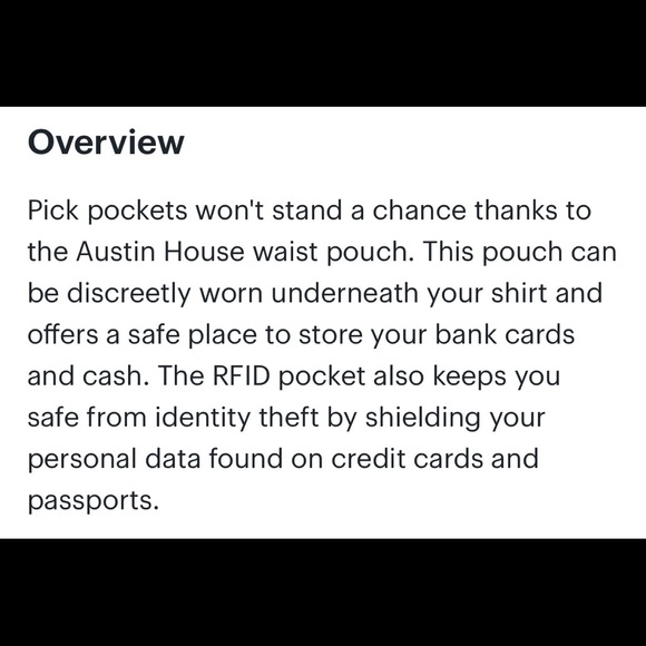 NWOT Austin House waist pouch with RFID Protection - Picture 4 of 4